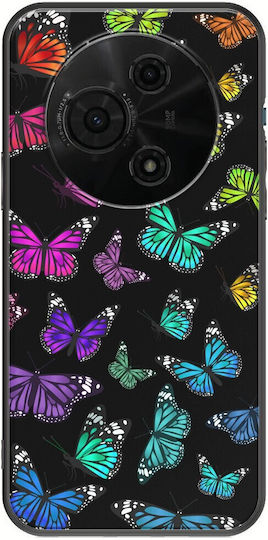 Colorful Butterflies Tcl 605 Black TPU Black Silicone