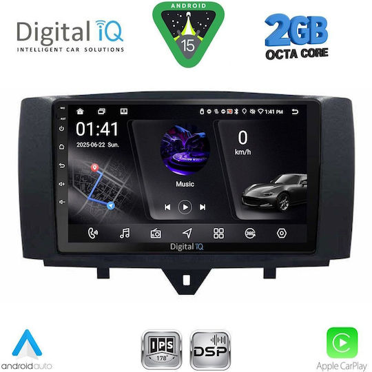 Digital IQ Car Audio System for Smart ForTwo 2010-2015 (Bluetooth/USB/WiFi/GPS/Apple-Carplay/Android-Auto) with Touch Screen 9"