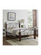 Suzie Metal Half-Double Bed Walnut With Slats And Mattress 110x190cm