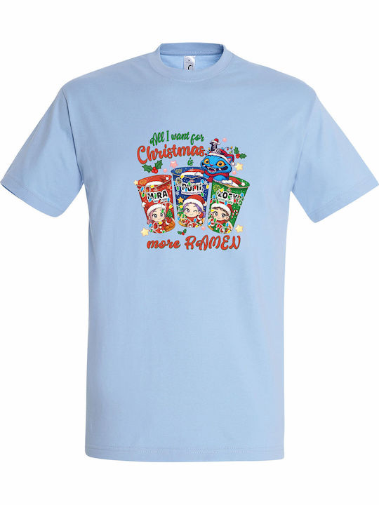 Kinder-T-Shirt Sky Blue All I Want For Christmas Is More Ramen