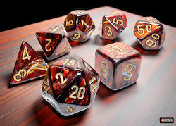 Chessex Scarab Mega-hedral Blue Blood Gold 7-die Set Chessex Scarab Mega-hedral Blue Blood Gold 7-die Set