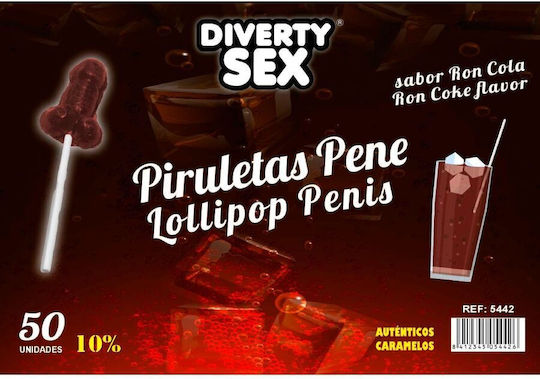 Diablo Goloso 50 Penis Lollipops Ron Cola Geschmack 10% Alkohol