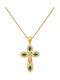 Women's Gold Byzantine Cross 14K Double Sided with Chain