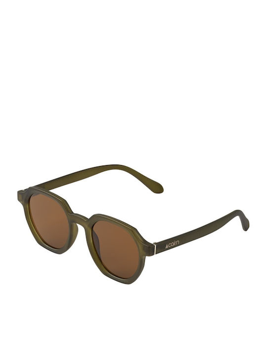 Cairn Unisex Sunglasses with Green Plastic Frame and Brown Lens