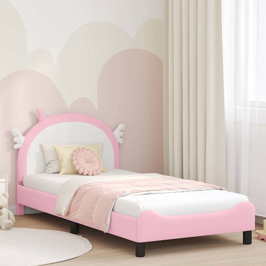 Kids Bed Single Pink for Mattress 90x200cm