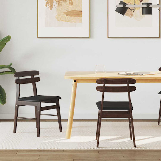 Dining Room Wooden Chair Light Brown, Black 43.5x48.5x77.5cm 2pcs