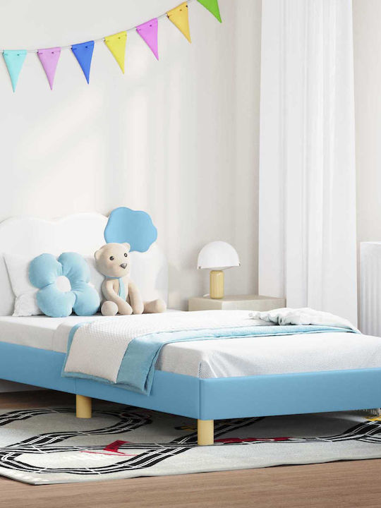Pat pentru Copii Single Albastru pentru Saltea 90x190cm