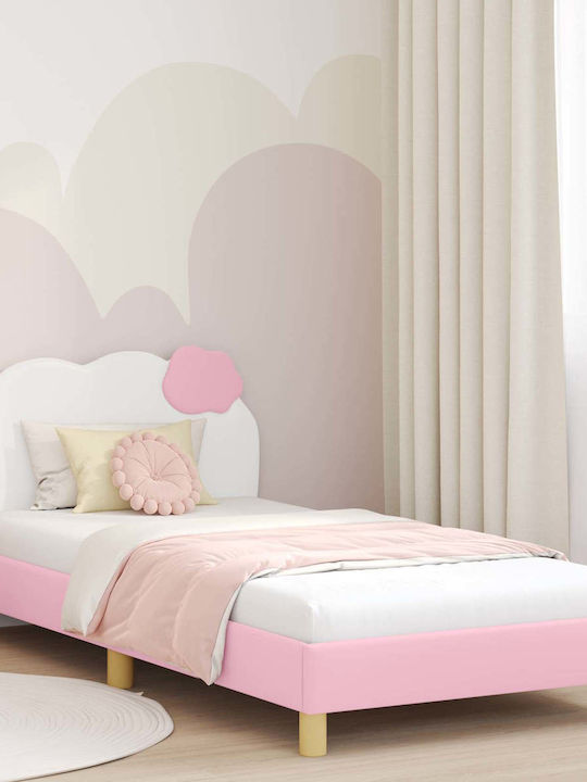 Pat pentru Copii Single Roz pentru Saltea 90x190cm