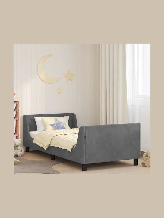 Παιδικό Κρεβάτι Μονό Γκρι για Στρώμα 90x190cm