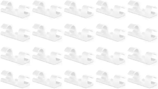 Set 20 White Self-adhesive Cable Holders Mk5535 Deleycon
