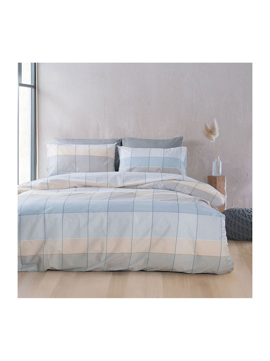 Rythmos Sheet Set with 2 Pillowcases Super-Double with Elastic 160x260+25cm. Colette Grey-light Blue 3pcs