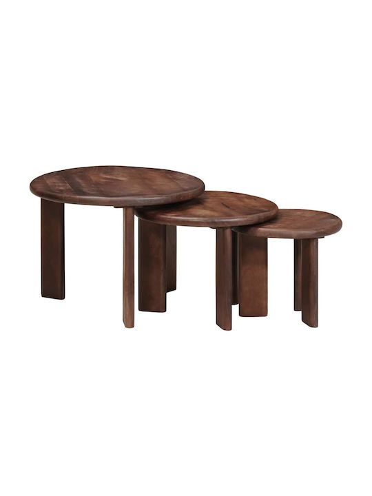 vidaXL Round Side Table Made of Solid Wood Dark...