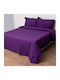 Viopros Duvet Cover Set Cotton Queen with 2 Pillowcases 220x240 Plum
