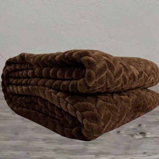 SpitiBazaar Pătură Fleece Dublă 215x230cm Maro închis