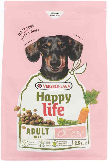 Happy Life 2.5kg Trockenfutter für erwachsene Hunde kleiner Rassen mit Lamm, Reis, Lachs, Fleisch und Gemüse