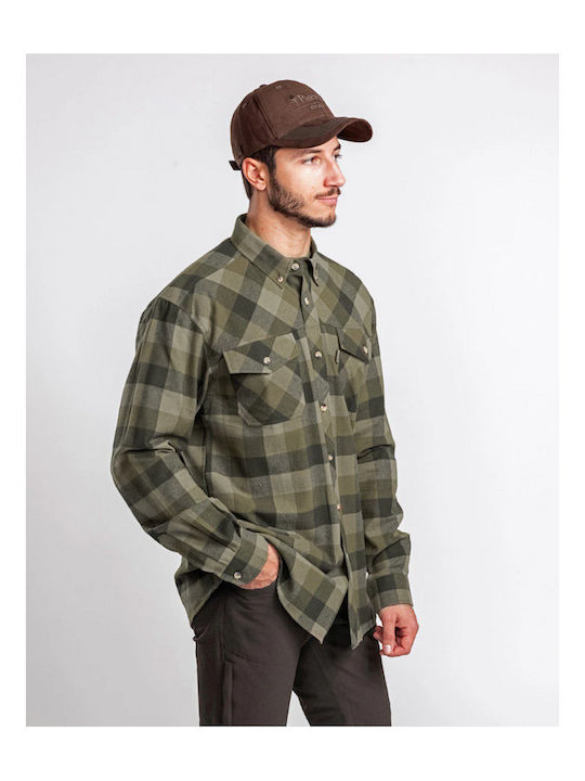 Long-sleeved Cotton Shirt Olive Suede Brown
