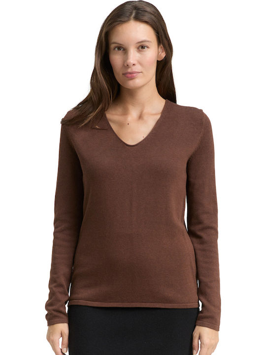 Tom Tailor Women's Sweater Cotton Dark Pecan Brown