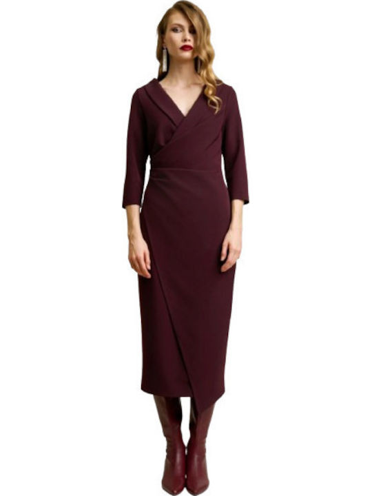 Midi Abendkleid Wickel Burgundy