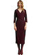 Midi Abendkleid Wickel Burgundy