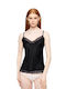 Black Women's T-Shirt with Spaghetti Strap