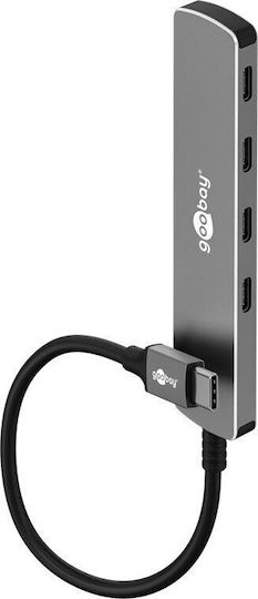 Goobay USB Хъб 4 Порта USB 3.2 с USB-C Сив