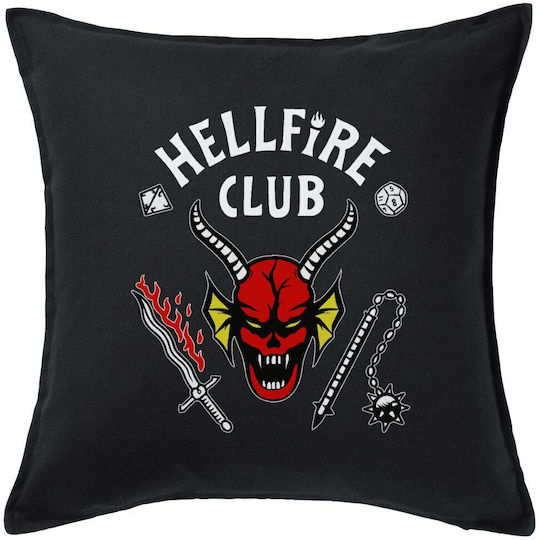 Koupakoupa Μαξιλάρι Καναπέ Hellfire Club Stranger Things από 100% Βαμβάκι Μαύρο 50x50εκ.