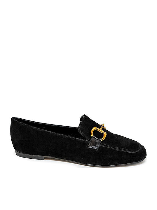 Leather Women's Moccasins in Black Color