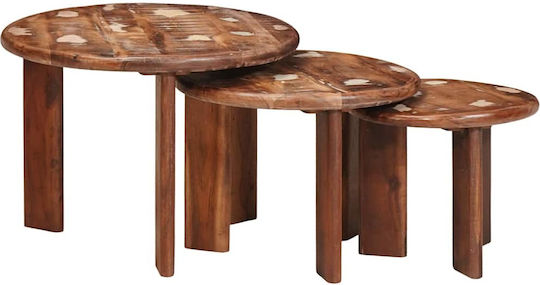 Rundes Beistelltisch Holz Mehrfarbig 3 Stück M54xB54xH40cm