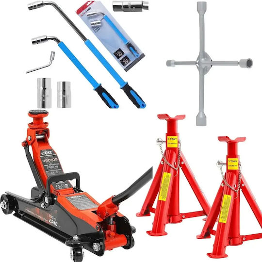 Set Complet Pentru Schimbat Roți Cric Hidraulic 2,5t 100-400 Mm Capre 3t Chei V80105+ta129+v80091+ta1073