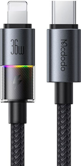 Mcdodo LED / Braided la Cablu Lightning 36W Negru 1.2m (CA-8190)
