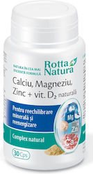 Calciu Magneziu Zinc + Vitamina D2 Naturală 30 Capsule Rotta Natura
