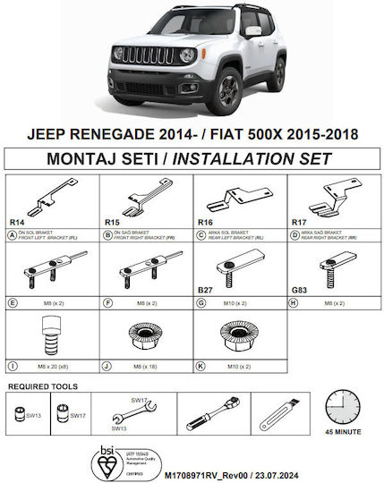 Βάσεις Πλαινών Σκαλοπατιών Dma Fiat 500x 2015-2018 Suv 334 Fiat Ομτεκ Οτομοτιv