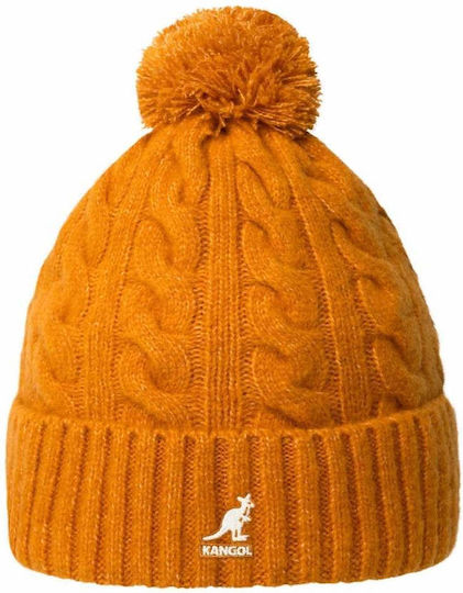 Pom Pom Beanie Unisex Beanie Knitted in Orange color