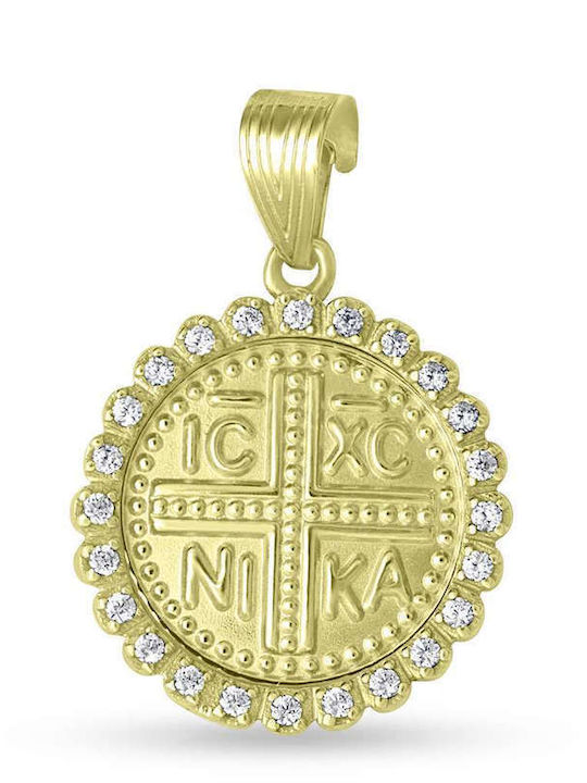 CHrysolithos Charm Talisman Constantine with Stones from Gold 9K with Zircon KR3038