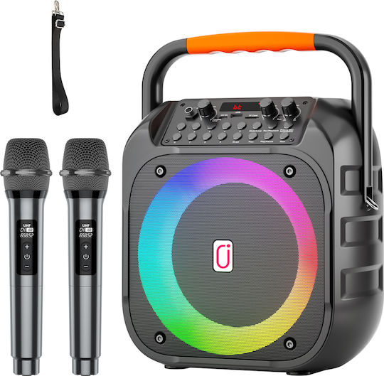 JYX Karaoke Speaker with Wireless Microphones and Lighting Effects JYX-T26-T Black