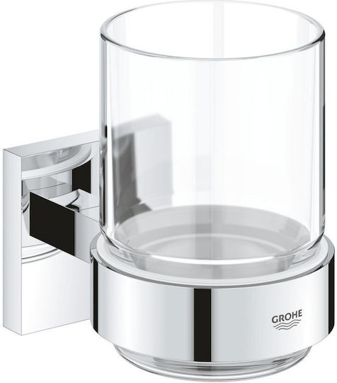 Grohe Επιτοίχια Ποτηροθήκη Γυάλινη Ασημί