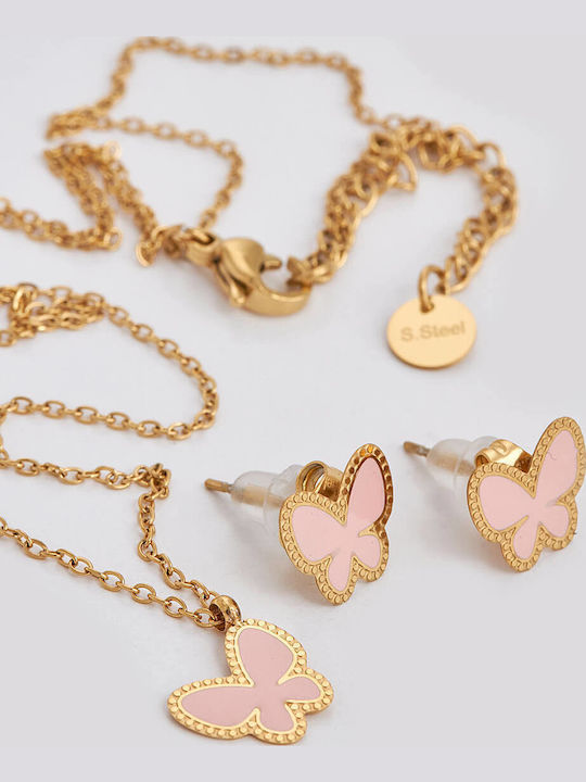 Steel Chain Kids Necklaces Butterfly SET-KID-0016
