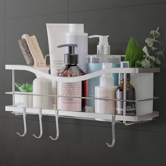 Kincmax Shower Shelf Επιτοίχια Ραφιέρα Μπάνιου Μεταλλική 32x13x14cm Γκρι