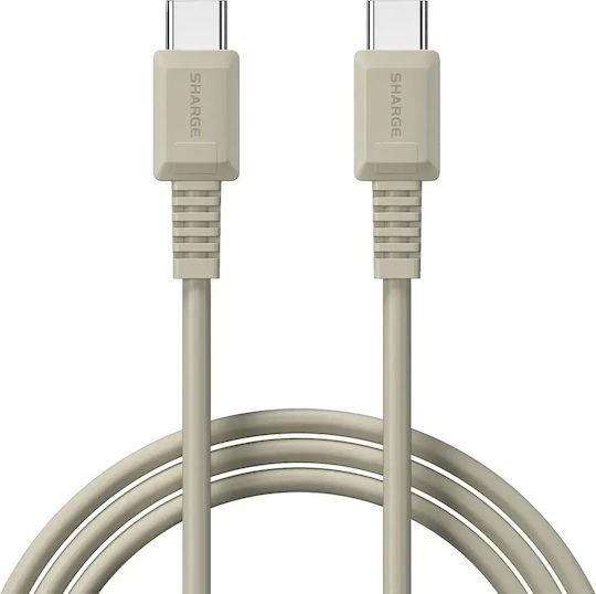 Sharge Retro Редовна USB 2.0 Кабел USB-C мъжки - USB-C мъжки 100W Бежов (SJX-SJ-CC-1.2-FG-MI)