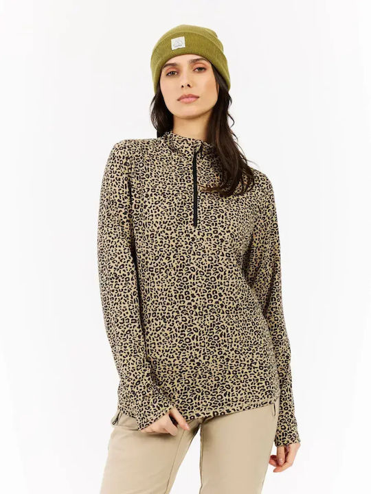 Winter Women's Fleece Blouse with Zipper True Black