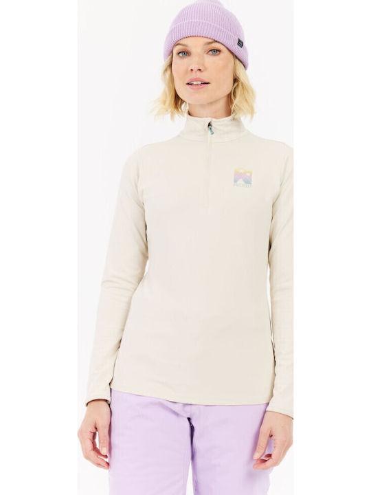 Winter Women's Fleece Blouse with Zipper Off White