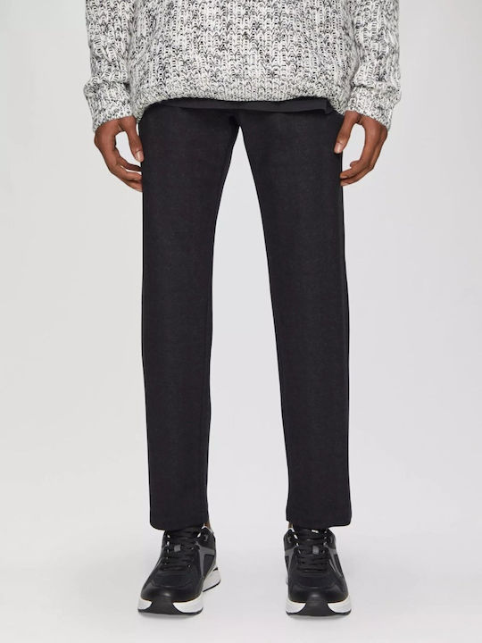 Pantaloni Chino Elastic cu Croială Slim Black