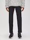 Pantaloni Chino Elastic cu Croială Slim Black