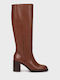 Leder Damenstiefel Tabac Braun