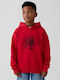 Fleece Παιδικό Φούτερ με Κουκούλα και Τσέπες Modern Red