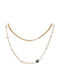 Charmy Necklace Double from Gold Plated Steel with Pearls