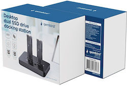 Gembird Dd2-u3m2 Stație De Andocare Desktop Pentru Două Unități Usb Type-c M.2 Nvme Sata Ssd Negru Gem Gembird Dd2-u3m2 Stație De Andocare Desktop Pentru Două Unități Usb Type-c M.2 Nvme Sata Ssd Negru Gem