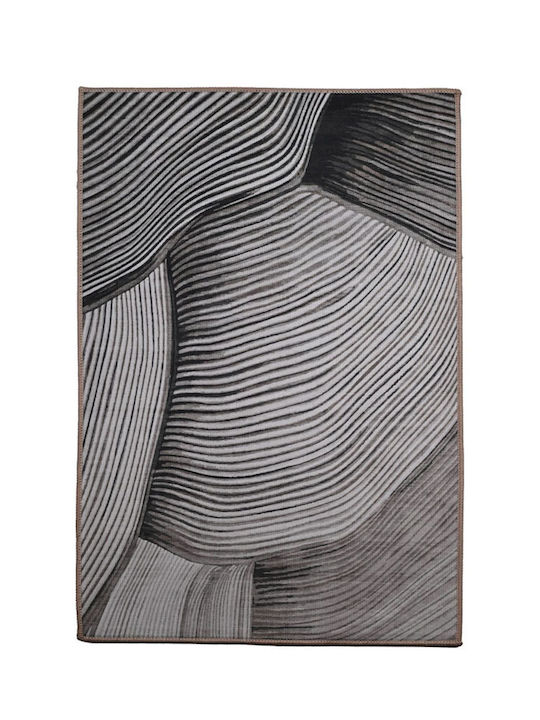 Sidirela No26 Teppich Rechteckig Synthetisch,Polyester/Cotton/Leather Grey-Black