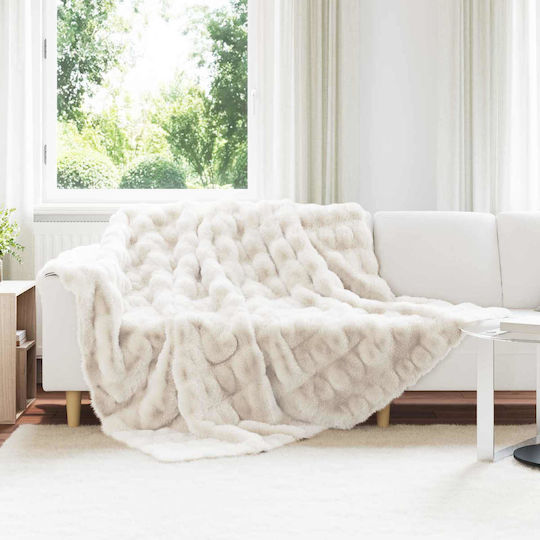 vidaXL Furry Double Bed Blanket 240x270cm White