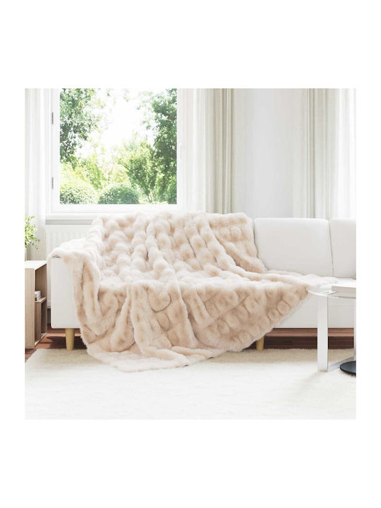 vidaXL Pelzige Bettdecke Übergröße 240x270cm Beigefarbe